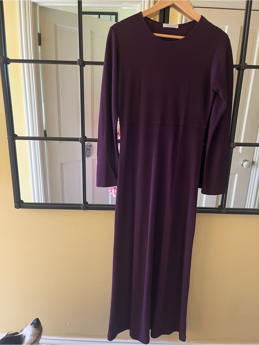 Joan Vass Deep Plum  Long Sleeve Maxi Dress